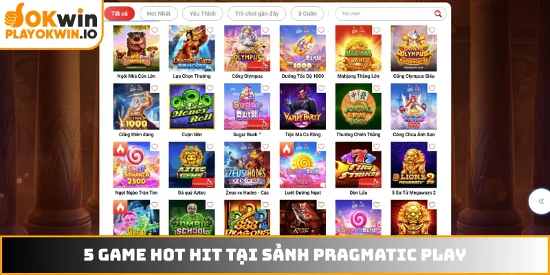 5 game hot hit tại sảnh Pragmatic Play
